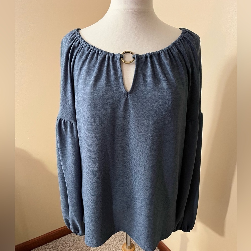 Michael Michael Kors Blue Peasant Top Sz M EUC